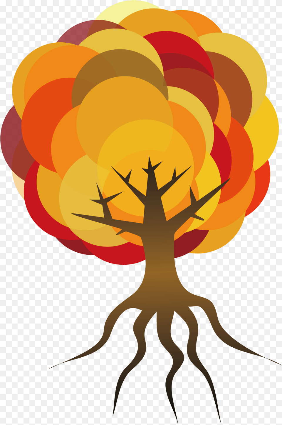 Download Tree Root Clip Art Tree Tree Illustration Simple With Roots, Fire Free Transparent Png