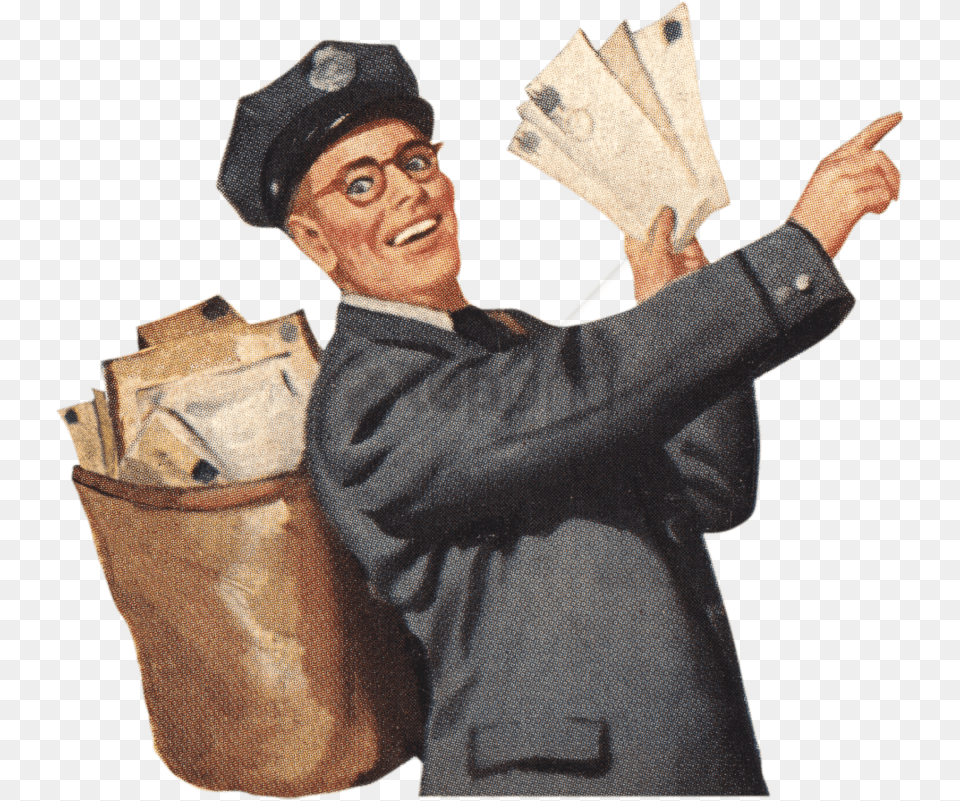 Free Download Vintage Postman Background Post Man, Adult, Male, Person, Face Png Image
