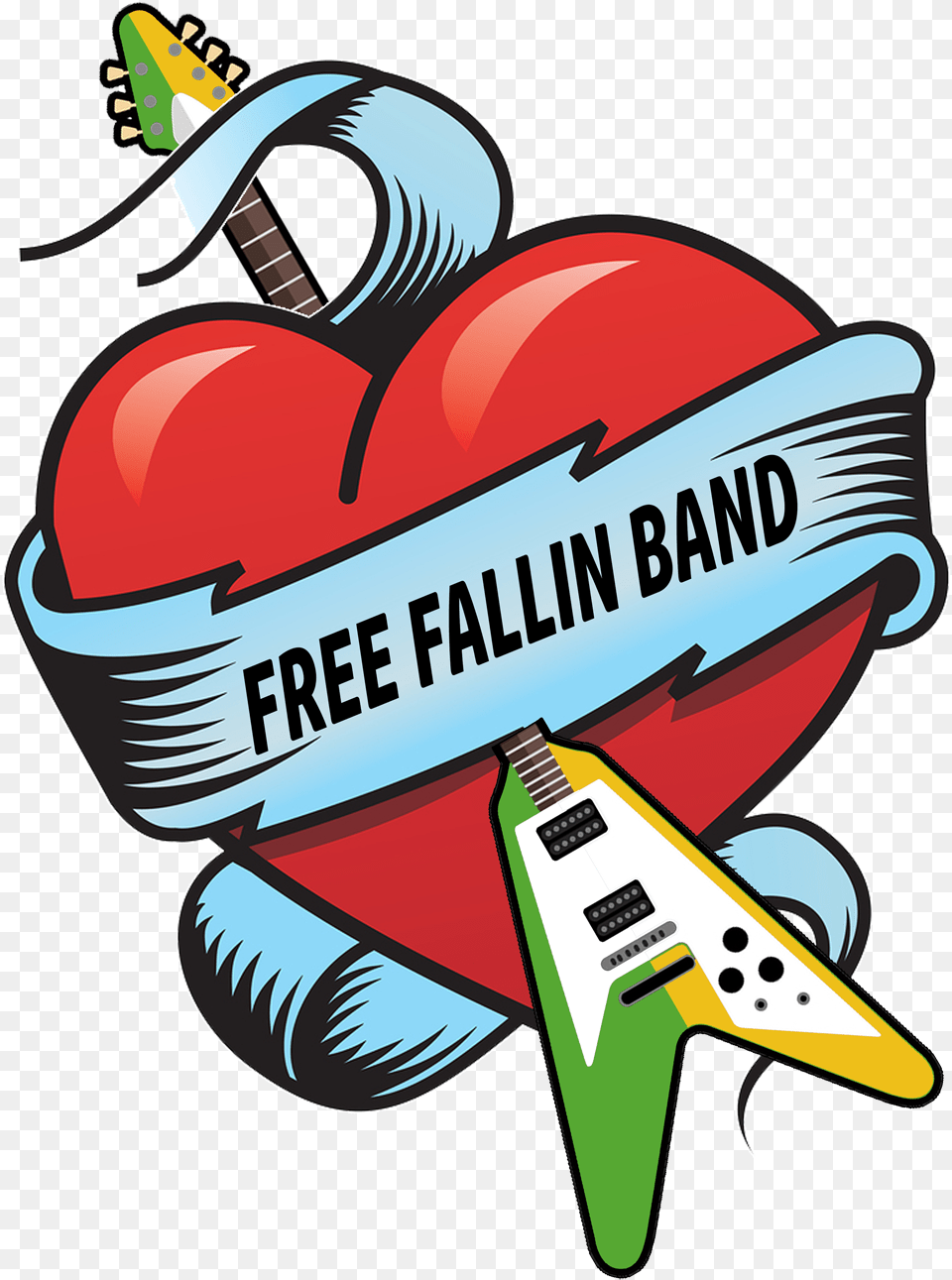 Free Fallin Band Heart With Ribbon Wrapping Around, Art, Graphics, Guitar, Musical Instrument Png