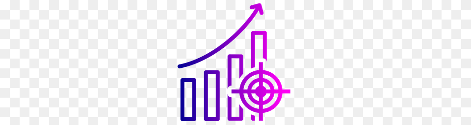 Financial Market Target Finance Earning Goal Sales Icon, Light, Neon, Purple Free Png