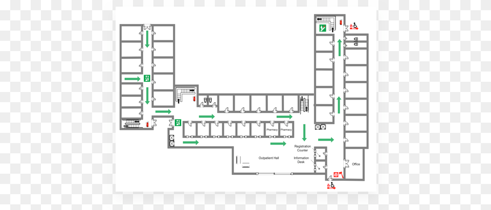Fire Escape Plan Maker Edrawmax Online Fire Evacuation Plan Of Hospital, Chart, Diagram, Plot, Floor Plan Free Png Download