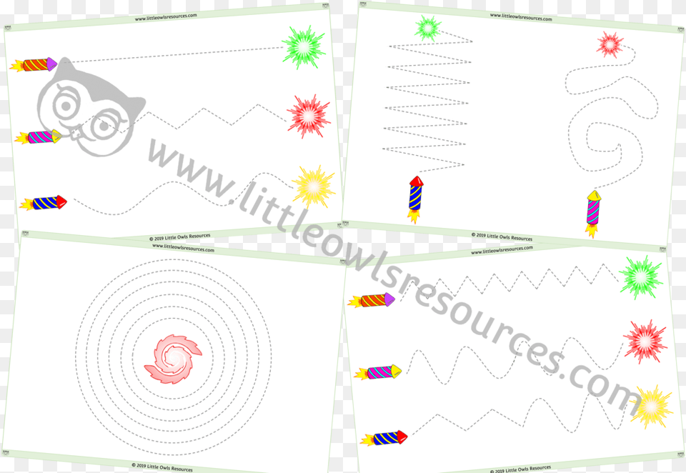 Fireworks Follow Lines Fine Motor Control Printable Document, Envelope, Mail Free Png Download