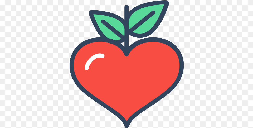 Free Flat Line Heart With Transparent Background Fresh, Leaf, Plant, Food, Fruit Png