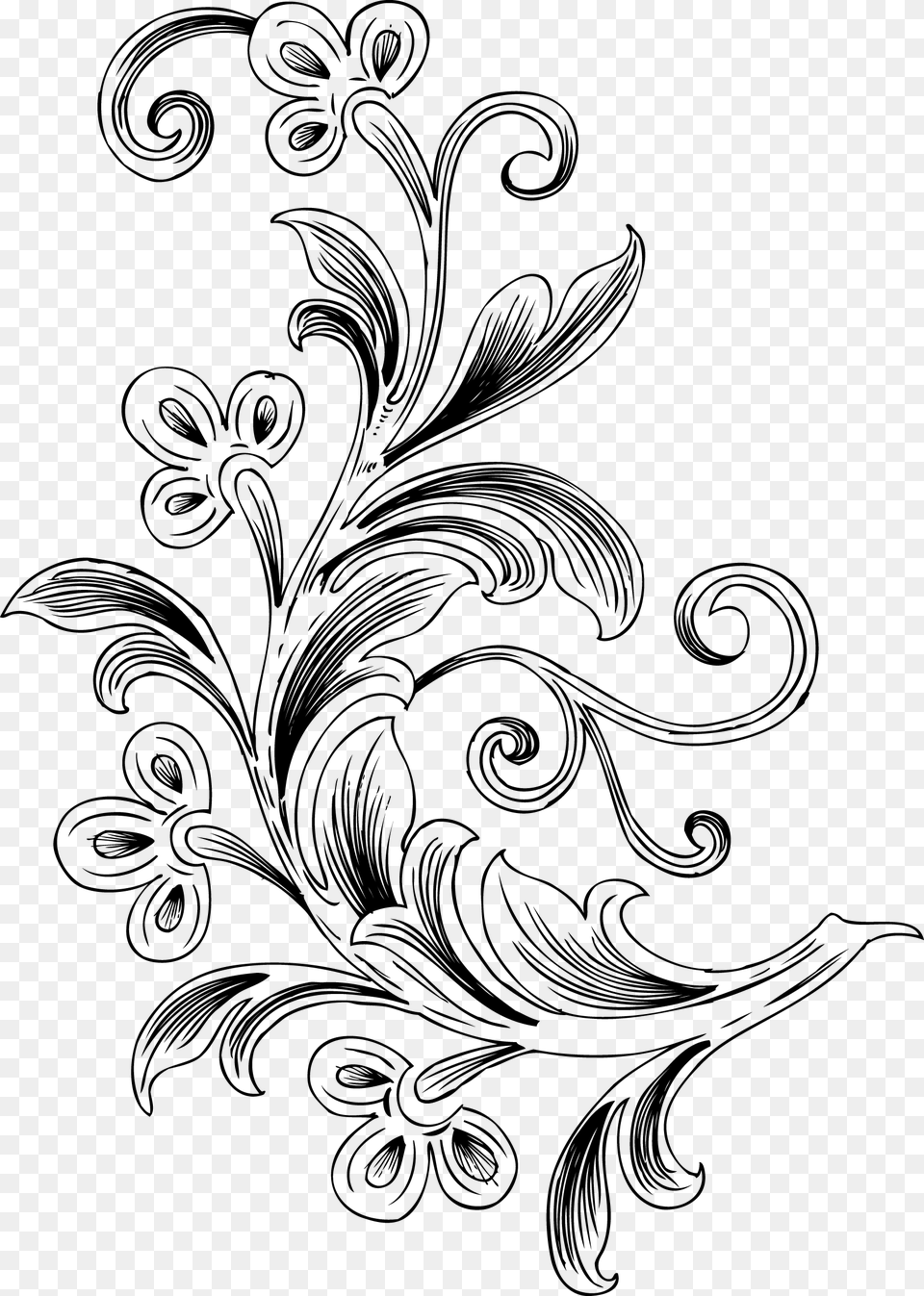 Floral Vector, Gray Free Transparent Png