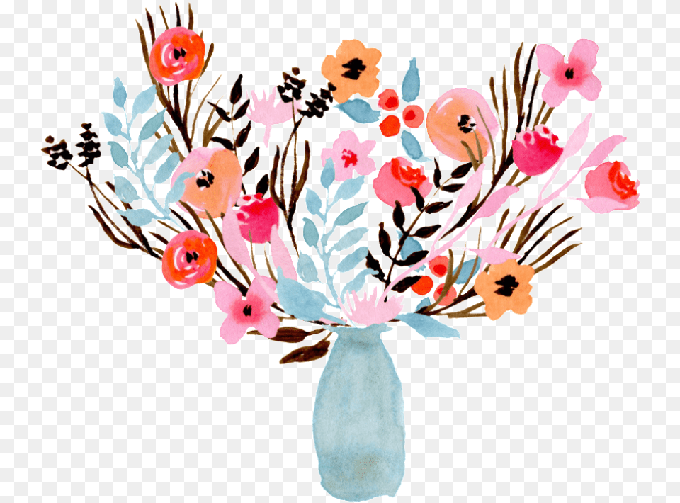 Flower Vase Water Colour Images Housewarming Invitation Blank Template, Art, Floral Design, Flower Arrangement, Flower Bouquet Free Png