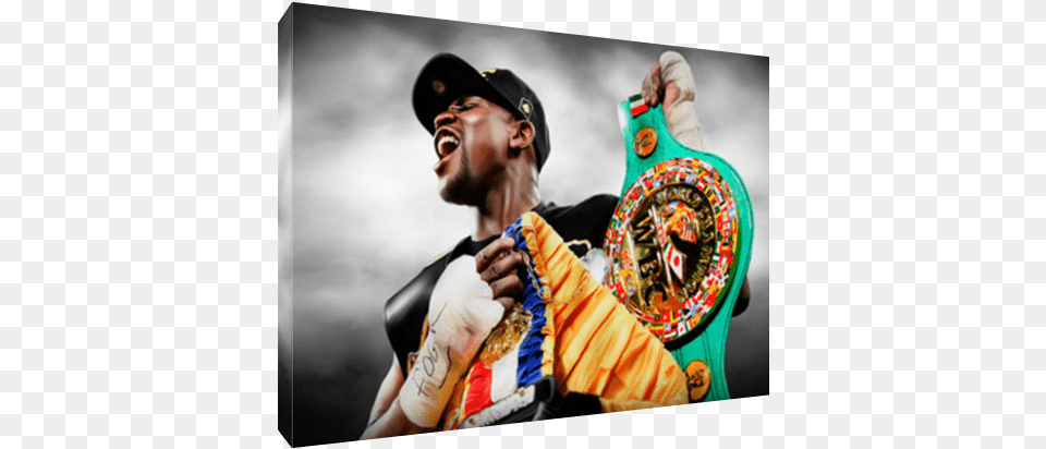 Floyd Mayweather Painting Undefeated Champ Floyd Money Mayweather Canvas Art, Adult, Male, Man, Person Free Png