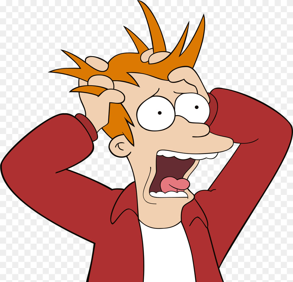 Futurama Fry Stress Fry Futurama Panic, Cartoon, Person, Face, Head Free Transparent Png