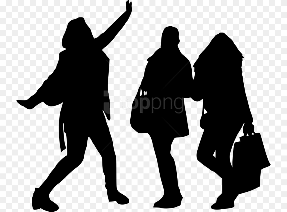 Girl Group Hoto Posing Silhouette Group People Silhouette, Walking, Person, Adult, Male Free Png Download