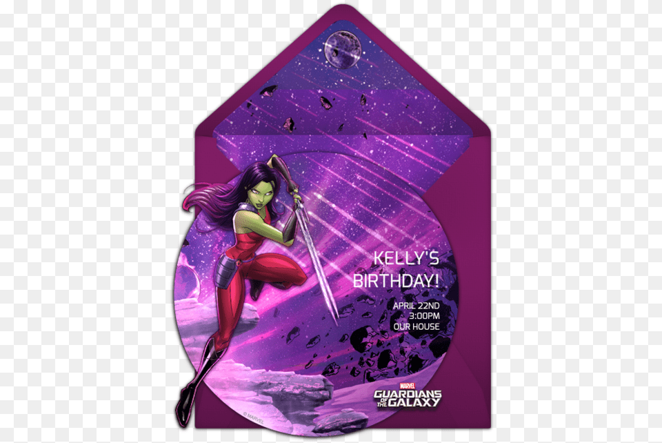 Gotg Gamora Online Invitation Punchbowlcom Fairy, Adult, Purple, Person, Female Free Png Download