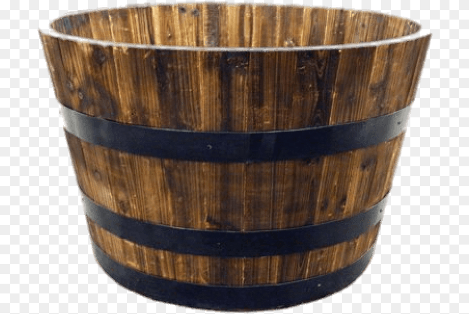 Half Whiskey Barrel Transparent Real Wood Products Whiskey Barrel, Hot Tub, Tub Free Png Download