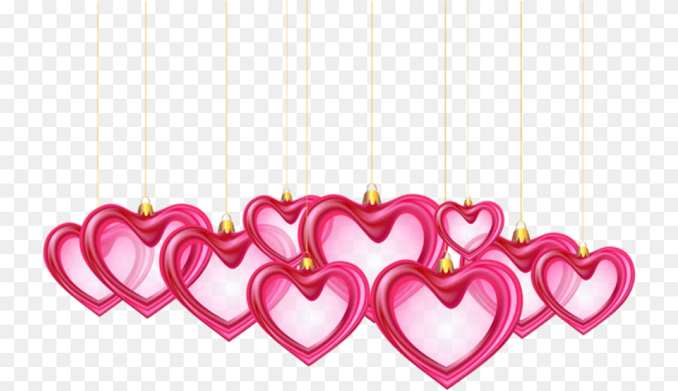 Hanging Hearts Decor Images Transparent Pink Hanging Heart, Chandelier, Lamp Free Png Download