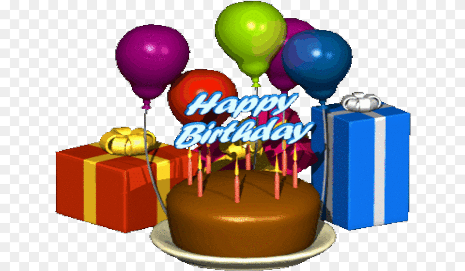 Happy Birthday Wallpapers Download Wallpapers 3d Gif Happy Birthday Gif, Balloon, Birthday Cake, Cake, Cream Free Png