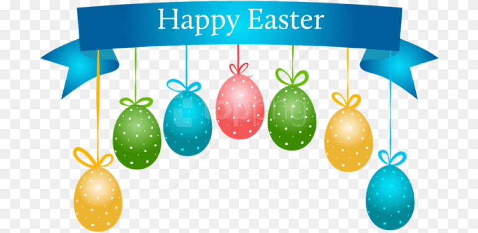 Happy Easter Banner With Hanging, Balloon, Egg, Food Free Png Download