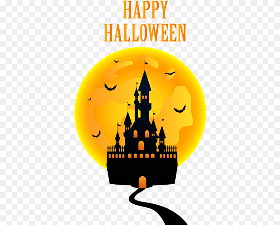 Free Happy Halloween With Castle Transparent Clip Art, Advertisement, Poster, Animal, Bird Png