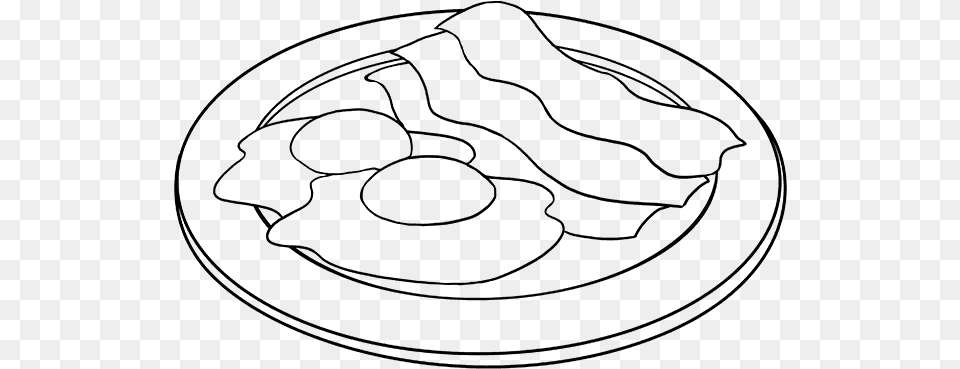 Hd Drawing Image Bacon And Eggs Line Art, Gray Free Png