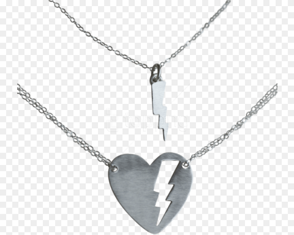 Free Heart Necklace Transparent Heart And Lightning Bolt, Accessories, Jewelry, Pendant Png Image