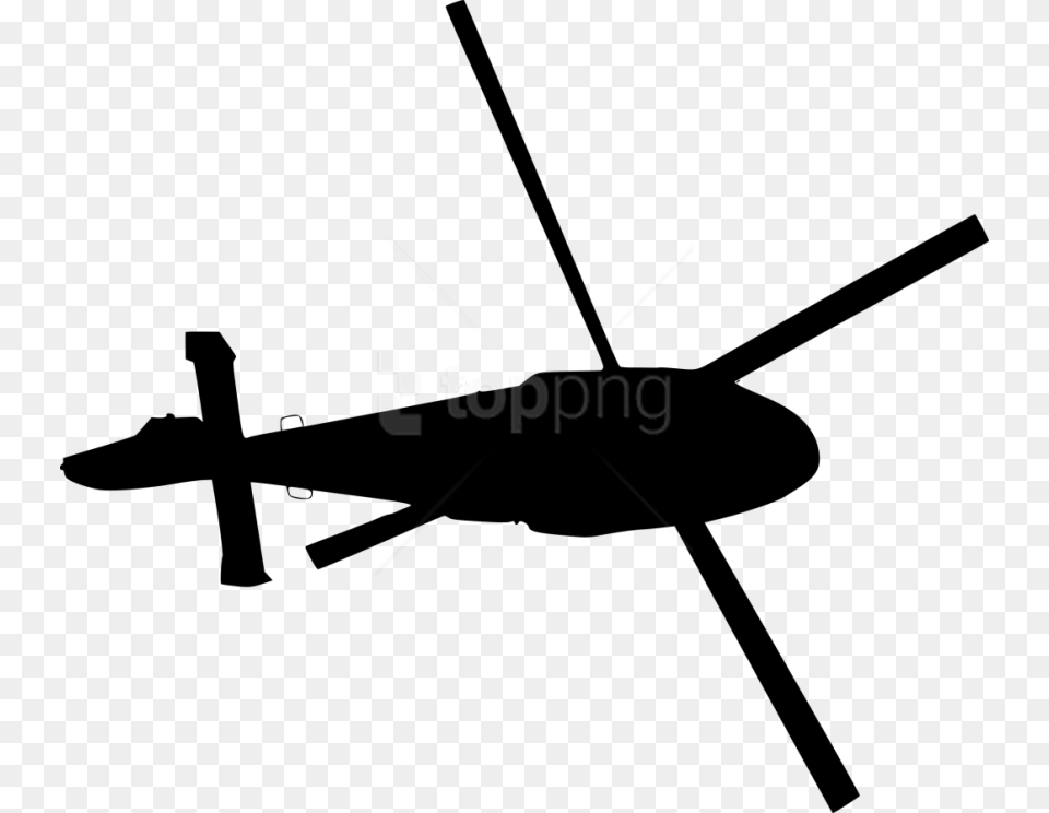 Free Helicopter Top View Silhouette Helicopter Top Silhouette, Aircraft, Transportation, Vehicle, Appliance Png