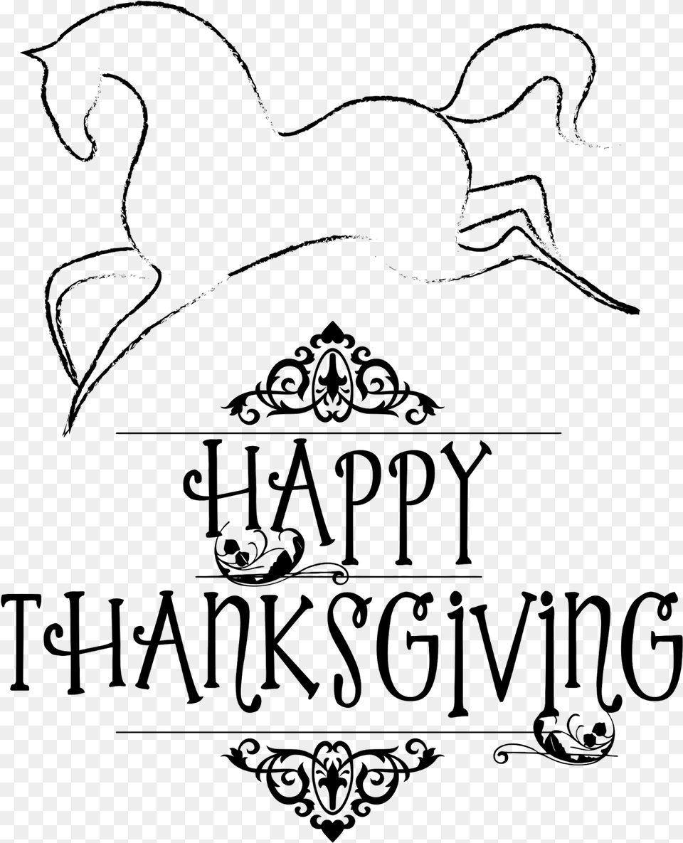 Horse Personal And Commercial Use Thanksgiving Black And White, Gray Free Png Download