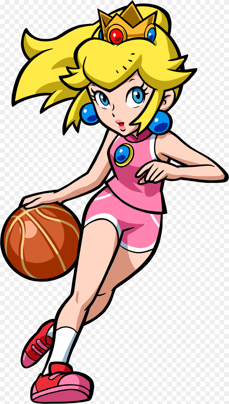 Free Images Of Basket Ball Download Clip Art Mario Hoops 3 On 3 Peach, Book, Comics, Publication, Adult Png