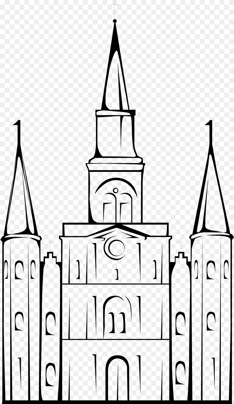 Library Cathedral Drawing Outline St Louis Cathedral Black And White Drawing, Gray Free Transparent Png