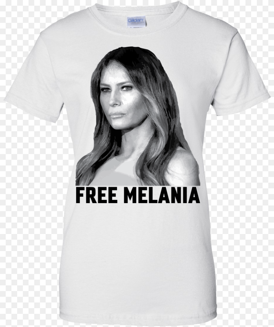 Free Melania Shirt Hoodie Tank Melania Trump Clothing Text, Adult, Female, Person, T-shirt Png Image