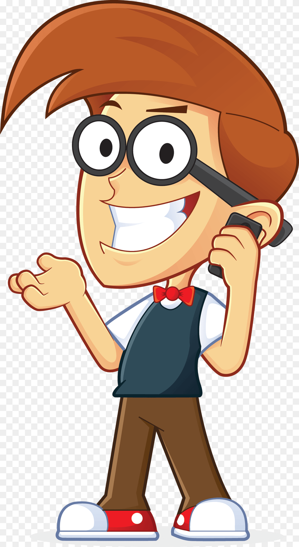 Nerd Geek Talking On Cell Phone People High Resolution Clip, Cartoon, Book, Comics, Publication Free Transparent Png