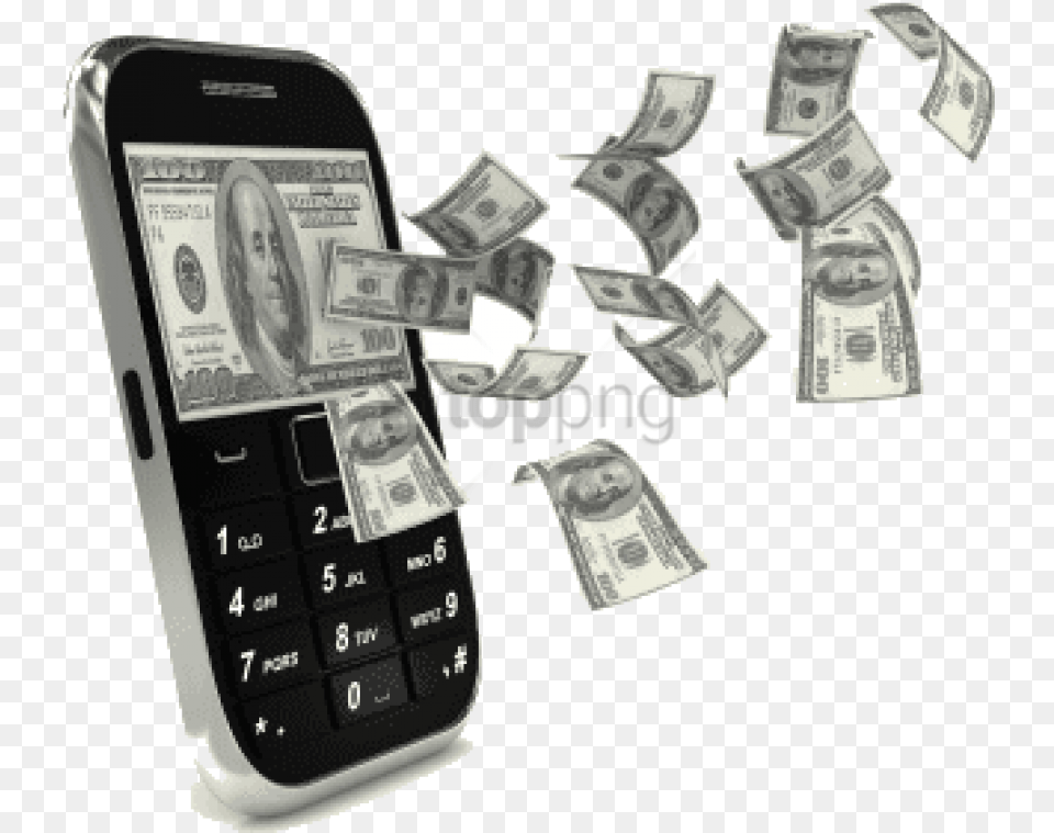 Number 1 Money Money Coming Out Of Phone, Electronics, Mobile Phone Free Transparent Png