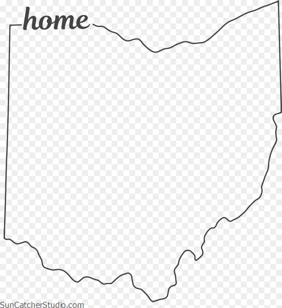 Free Ohio Outline With Home On Border Cricut Or Silhouette Line Art, Chart, Plot, Map, Blackboard Png