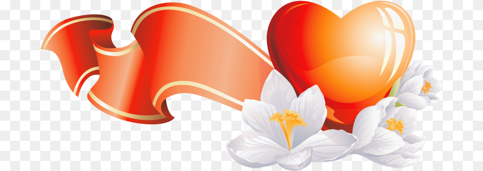 Orange Heart Cliparts Clip Art Clip Art Flowers And Hearts, Graphics, Flower, Plant, Food Free Png Download