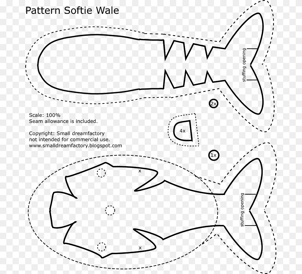 Pattern Softie Whale Fish Sewing Pattern, Gray Free Png