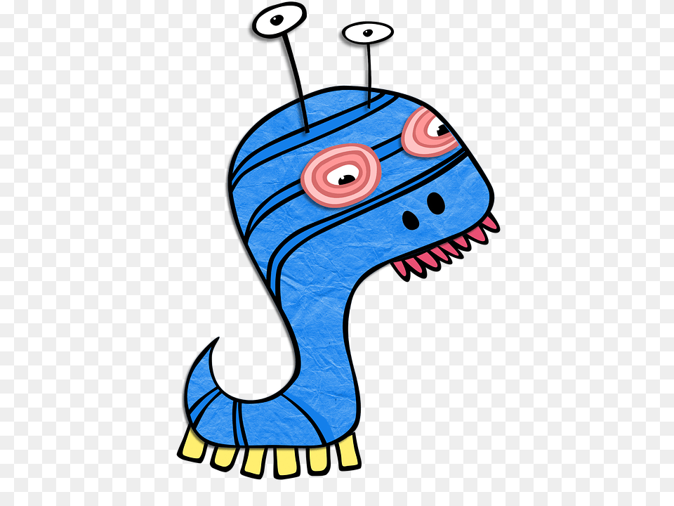 Photo Art Kids Clip Antennae Blue Cartoon Monster, Applique, Pattern Free Png Download