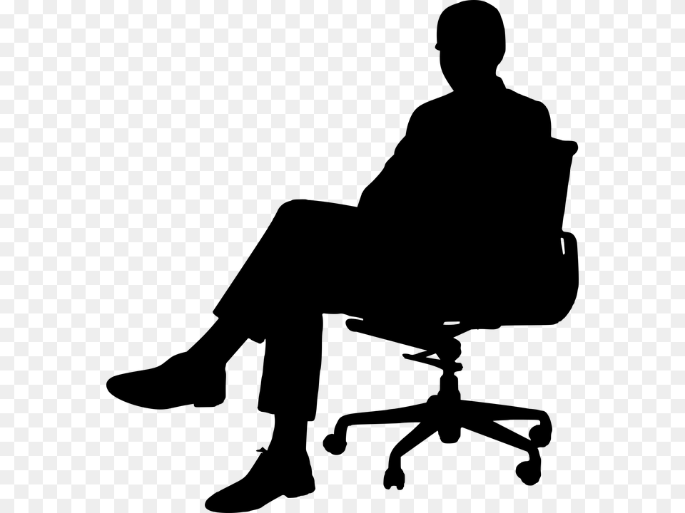 Photo Chair Business Silhouette People Man Think Alone, Gray Free Png Download