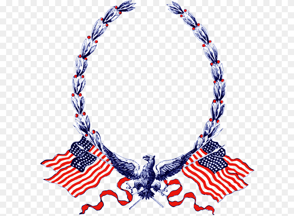 Photo Eagle American Flags Wreath American, Accessories, Jewelry, Necklace Free Png Download