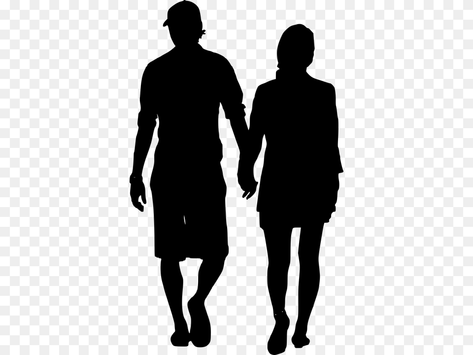 Photo Female Love Couple Walking Male Man Silhouette, Gray Free Transparent Png