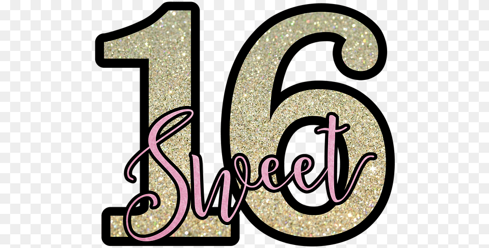 Photo Party Sixteen Birthday Sweet Happy 16 Birthday Clipart, Text, Symbol, Number, Glitter Free Png