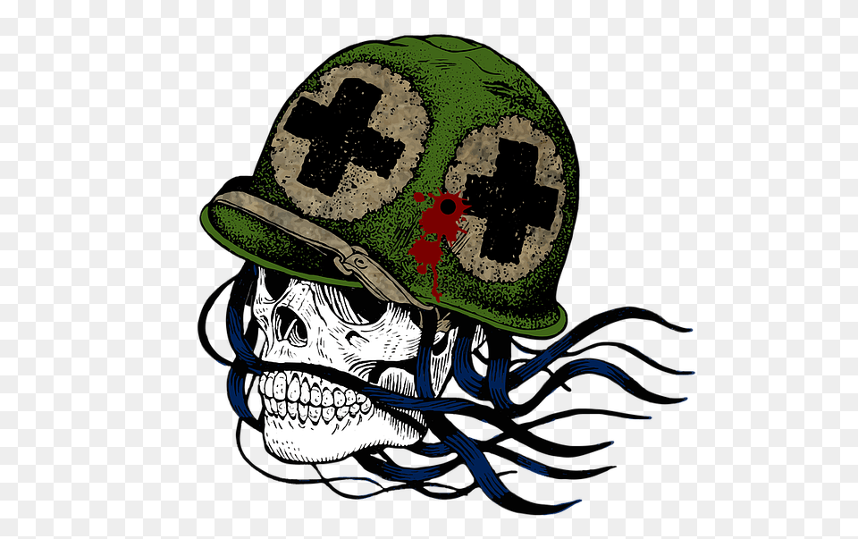 Photo Vintage Death Soldier Military Skull Helmet War, Clothing, Hat, Logo, Person Free Png Download