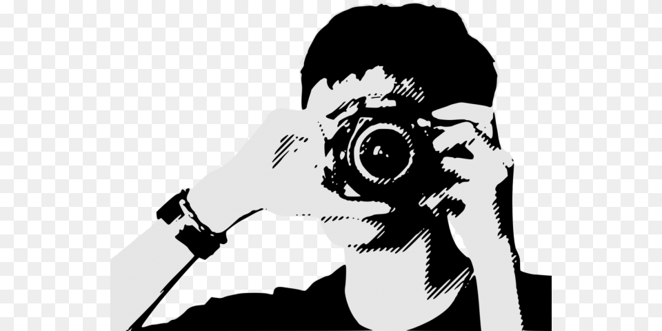 Free Photography Clipart Photographer Camera Clipart Black And White, Person, Adult, Male, Man Png Image