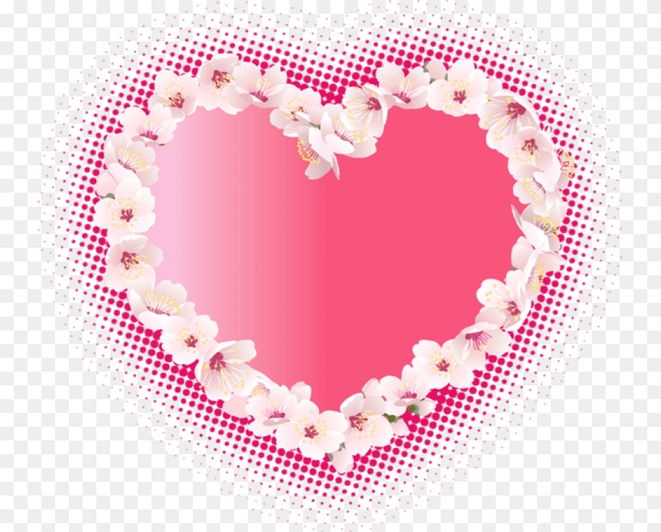 Pink Heart With Flowers Pink Hearts And Flowers Clip Art, Flower, Petal, Plant, Accessories Free Png Download