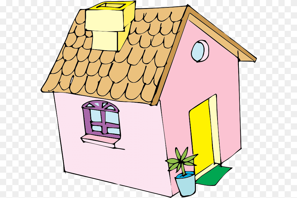 Free Pink House Clip Art Small House Clipart, Architecture, Building, Countryside, Hut Png Image