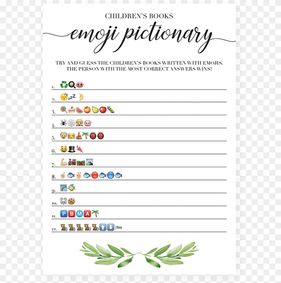 Free Printable Baby Shower Emoji Game, Page, Text, Plant, Person Png