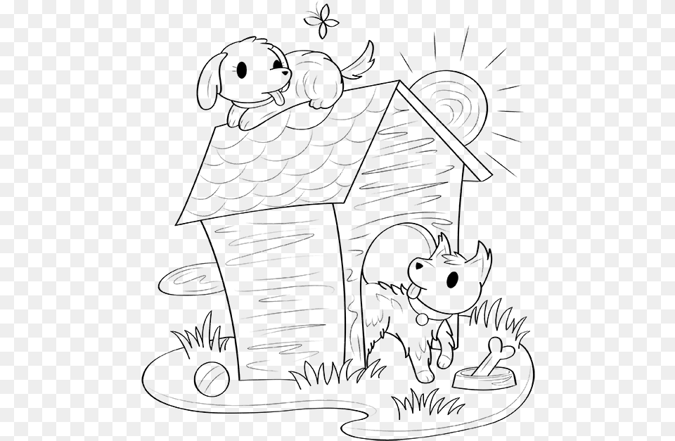 Free Printable Dog House Coloring, Art, Drawing, Outdoors, Architecture Png