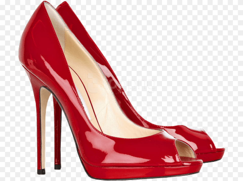 Red Female Heels Transparent Jimmy Choo Red Peep Toe Pumps, Clothing, Footwear, High Heel, Shoe Free Png Download
