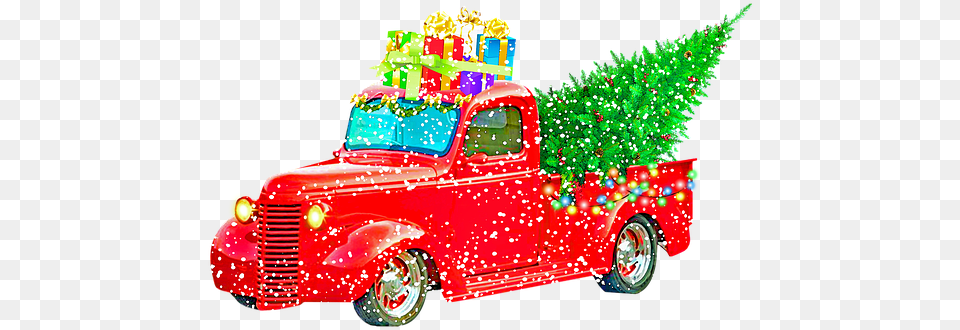 Free Red Truck Old Red Christmas Truck Transparent, Pickup Truck, Transportation, Vehicle, Car Png