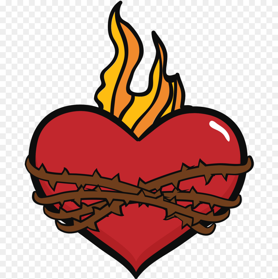 Free Sacred Heart With Transparent Girly, Fire, Flame, Symbol Png