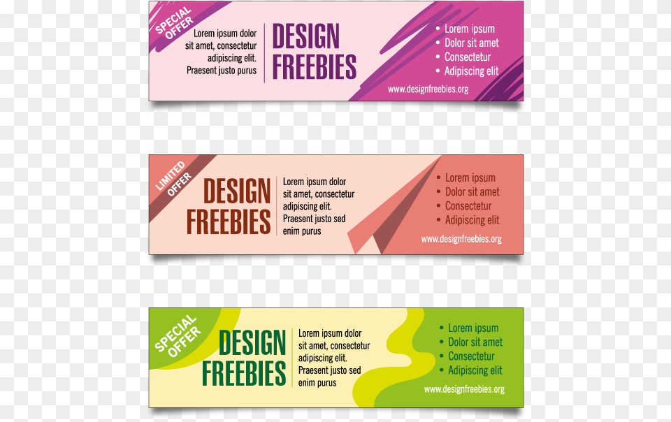 Set Of 3 Web Vector Banners Designfreebies Orange, Paper, Text Free Png Download