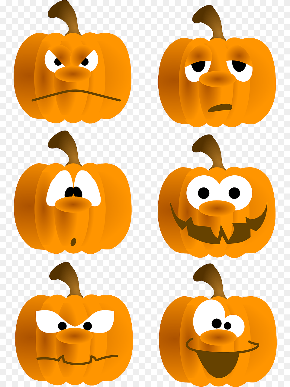 Set Of Six Funny Pumpkin Faces Clip Art Silly Pumpkin Faces Clipart, Food, Plant, Produce, Vegetable Free Png Download