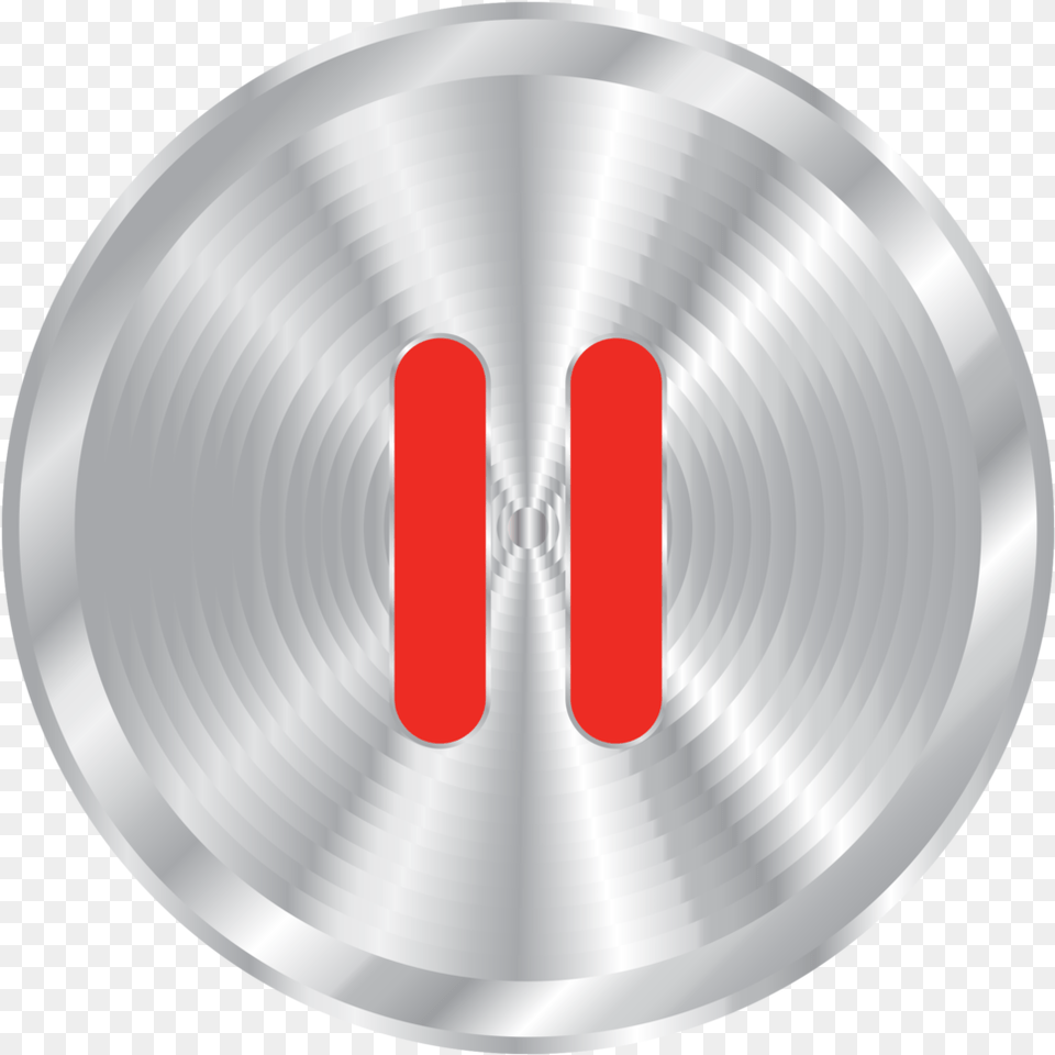 Silver Music Button Pause With Pause Button Silver, Disk, Text, Symbol Free Png Download