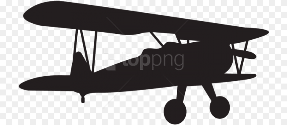 Free Small Plane Silhouette Propeller Plane Vintage Airplane Clipart Black And White, Aircraft, Biplane, Transportation, Vehicle Png Image