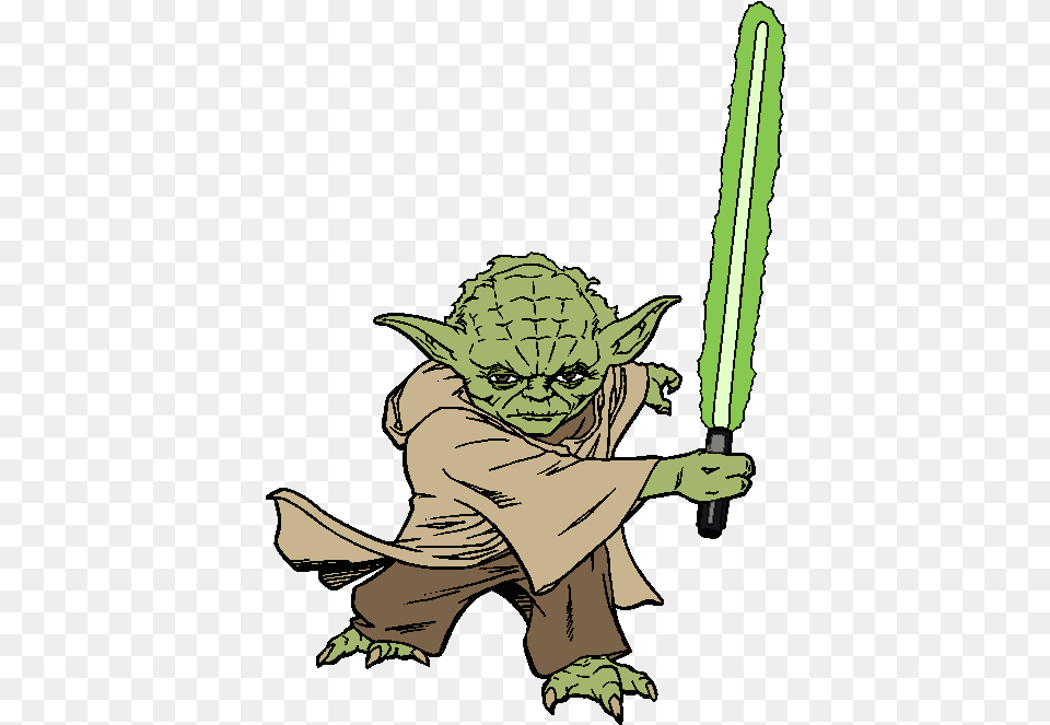 Star Wars Clip Art Clipart Star Wars Yoda Art Yoda With Lightsaber Drawing, Person, Face, Head, Green Free Png Download