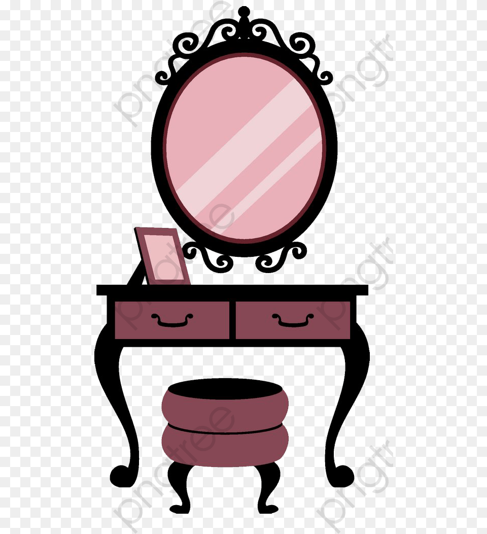 Free Teenage Girl Clean Table Cartoon Vanity, Dressing Room, Indoors, Room, Furniture Png Image